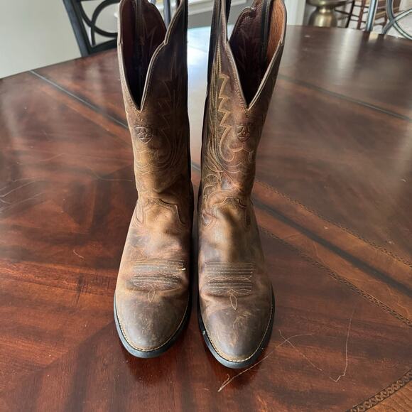 Ariat Women’s Heritage R toe Western Boots Size 10 B Brown Leather Rounded Toe - Picture 3 of 9